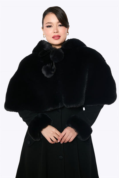 Faux Fur Hooded Cape