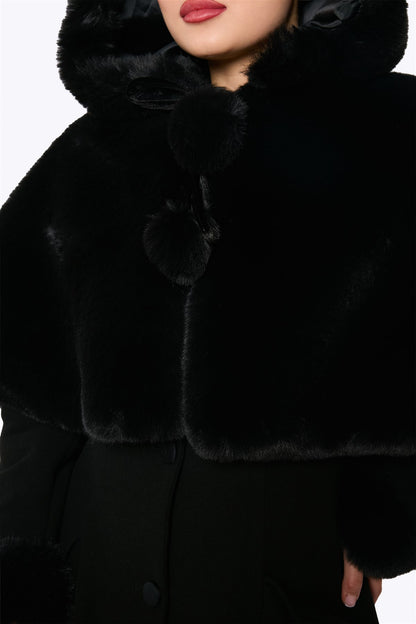 Faux Fur Hooded Cape