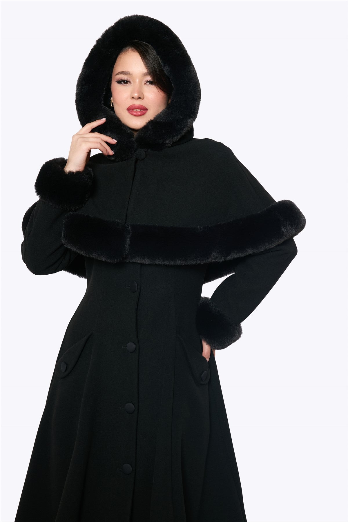 Anoushka Black Cape