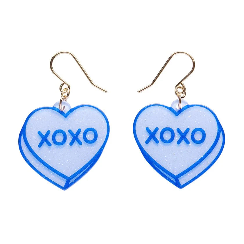Candy Heart Drop Earrings – Blue