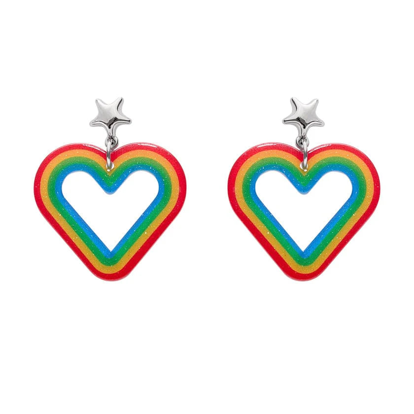 Heart Rainbow Stud Drop Earrings