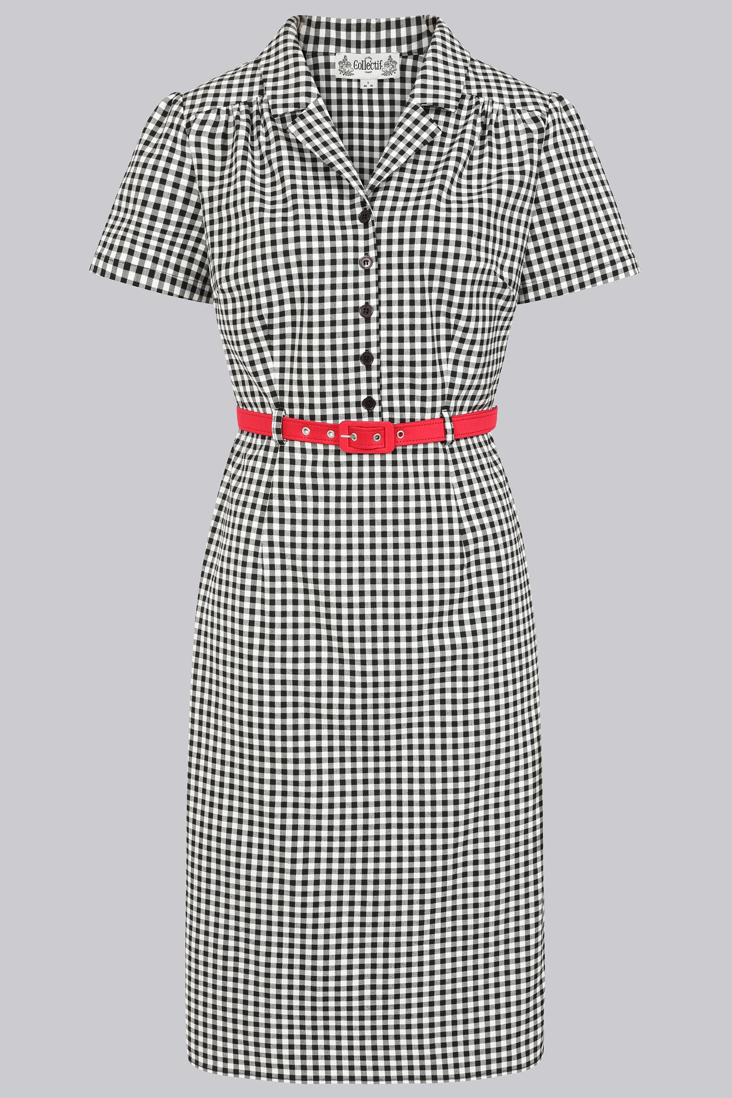collectif red gingham dress Collectif 1950s Inspired Red Tartan Plaid Swing Dress, UK18 for Women
