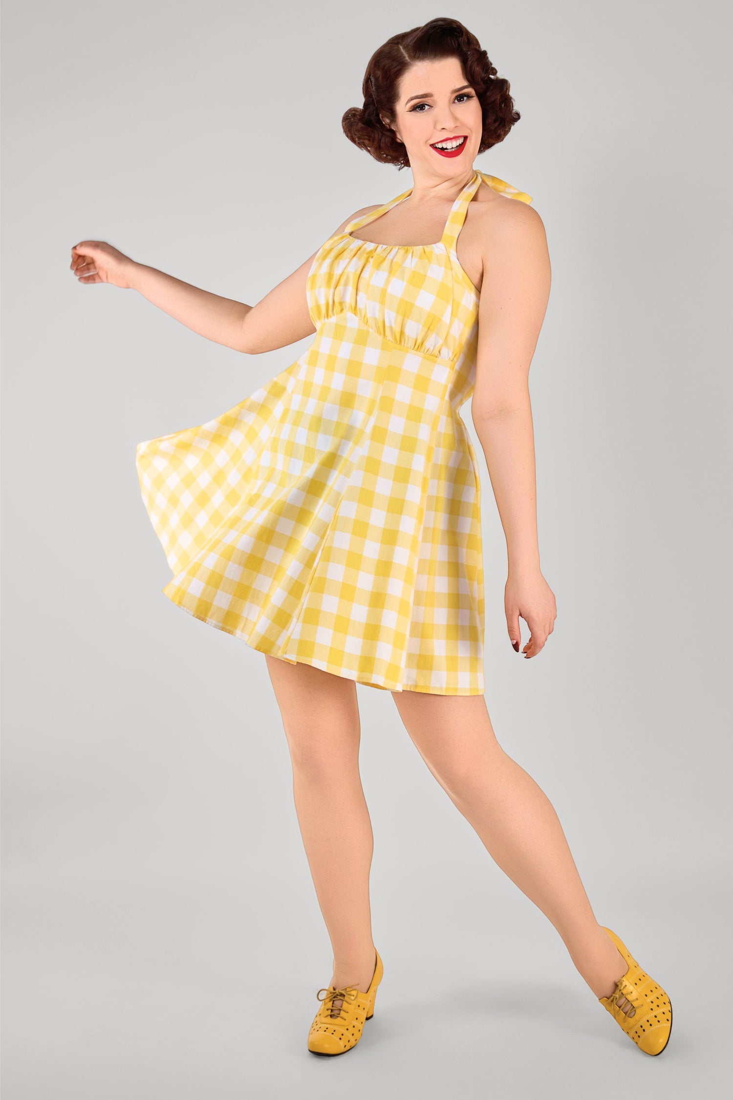 Milly Gingham Flared Mini Dress