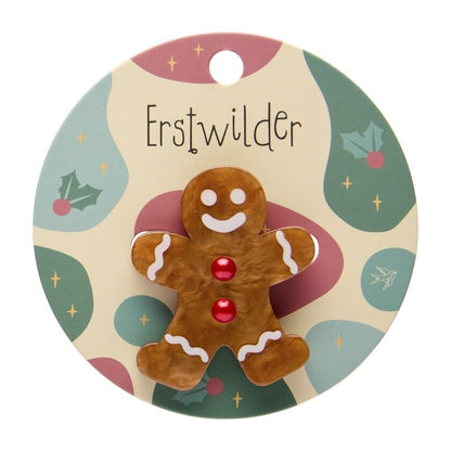 Gingerbread man simplified mini brooch