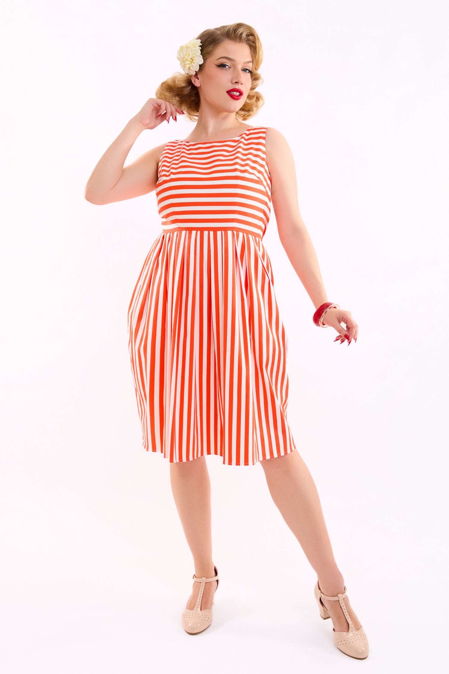 Candice Red Stripe Swing Dress