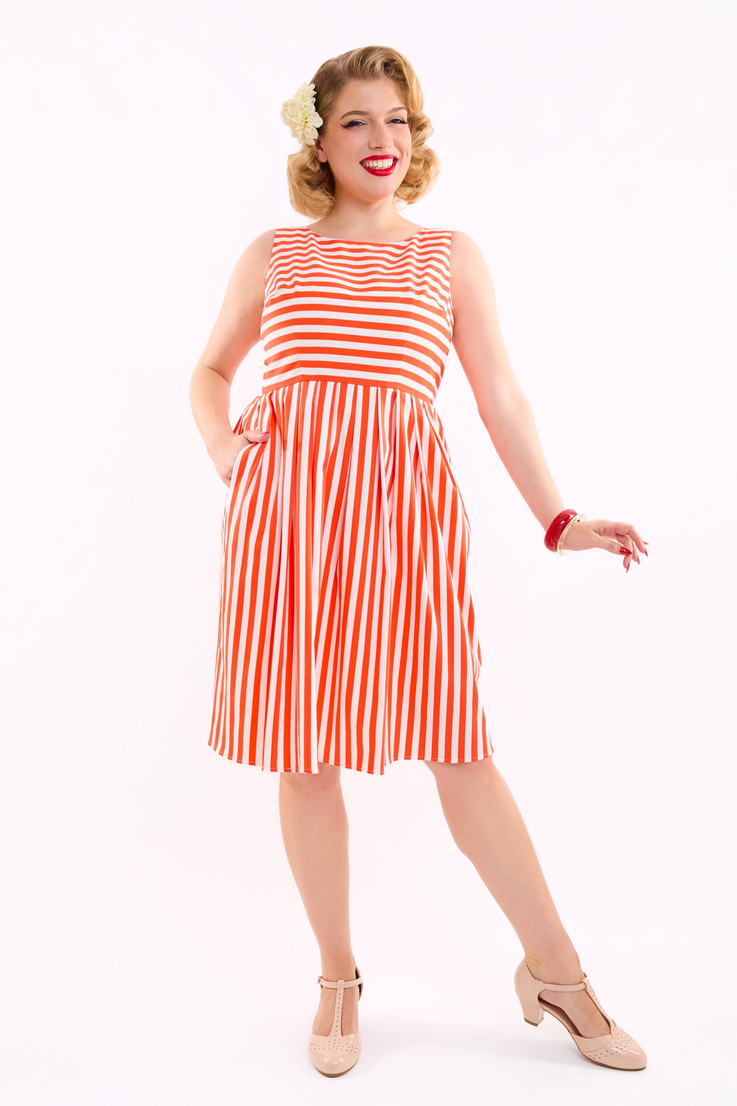 Candice Red Stripe Swing Dress