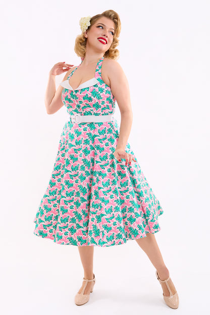 Wanda Palm Leaf Swing Dress