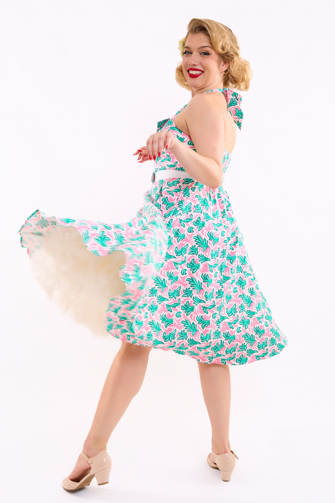 Wanda Palm Leaf Swing Dress