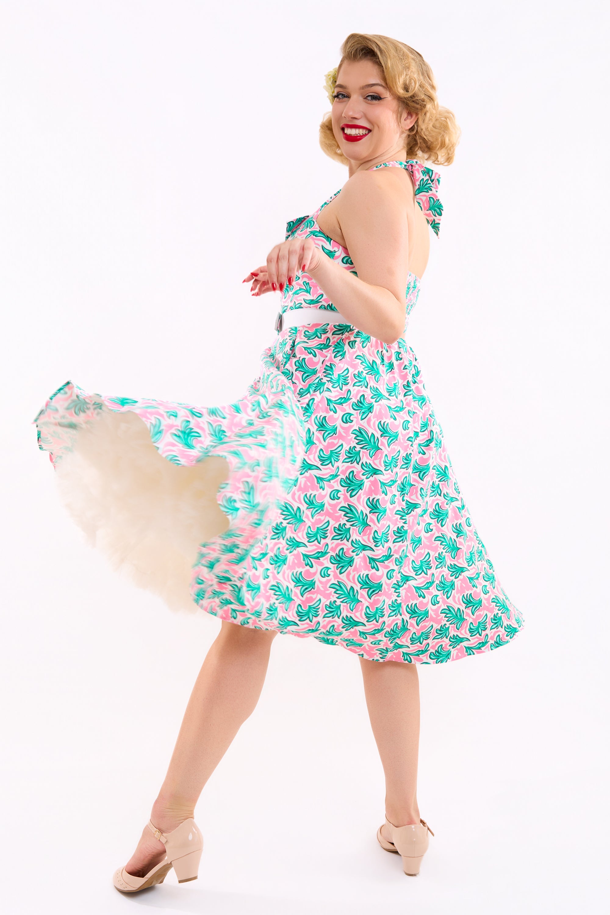 Wanda Palm Leaf Swing Dress