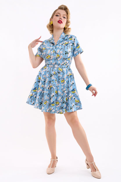 Caterina Blossom Birds Mini Dress