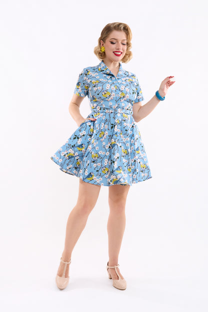 Caterina Blossom Birds Mini Dress