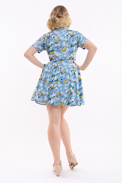 Caterina Blossom Birds Mini Dress