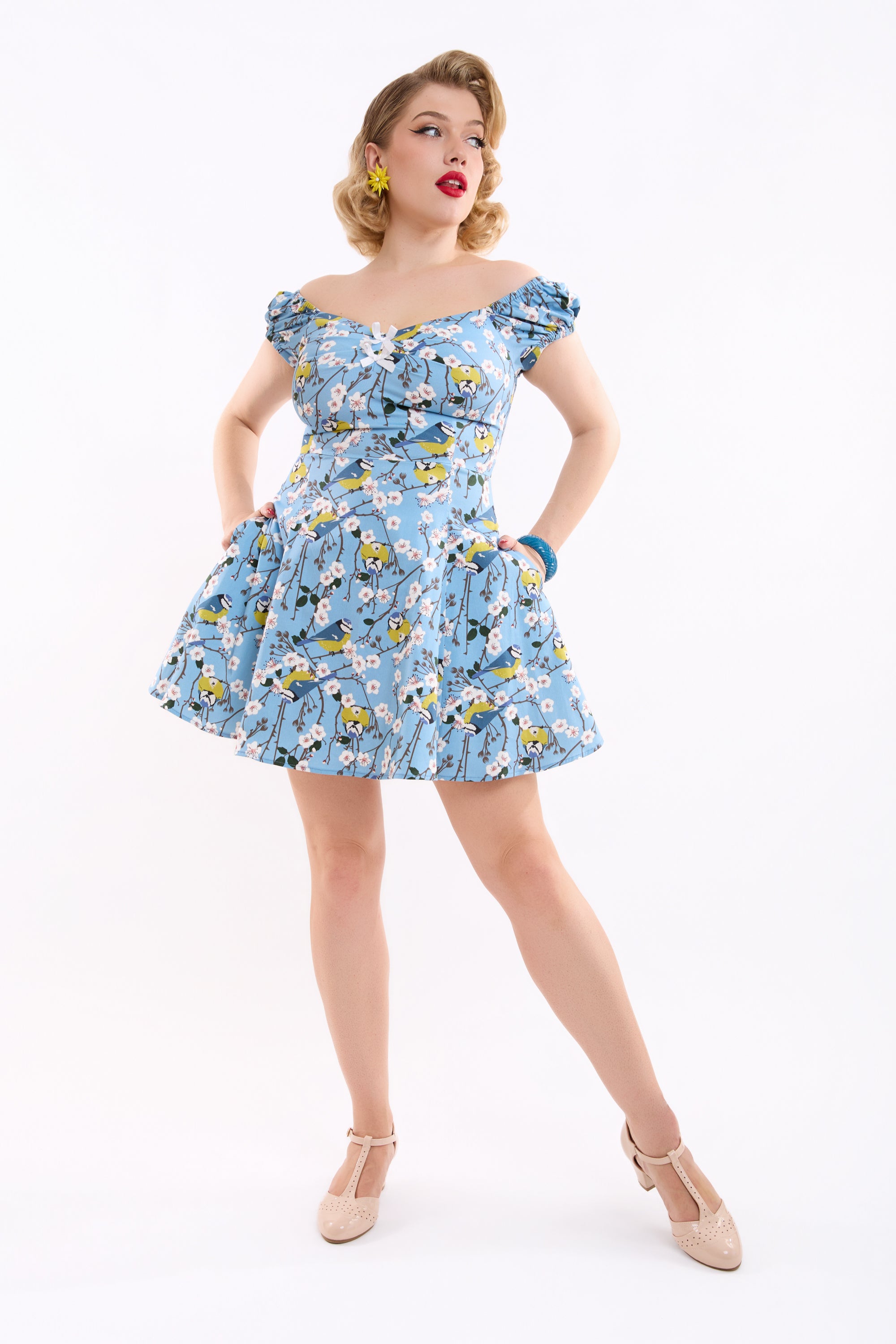 Dolores Blossom Birds Mini Dress
