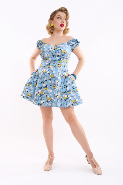 Dolores Blossom Birds Mini Dress