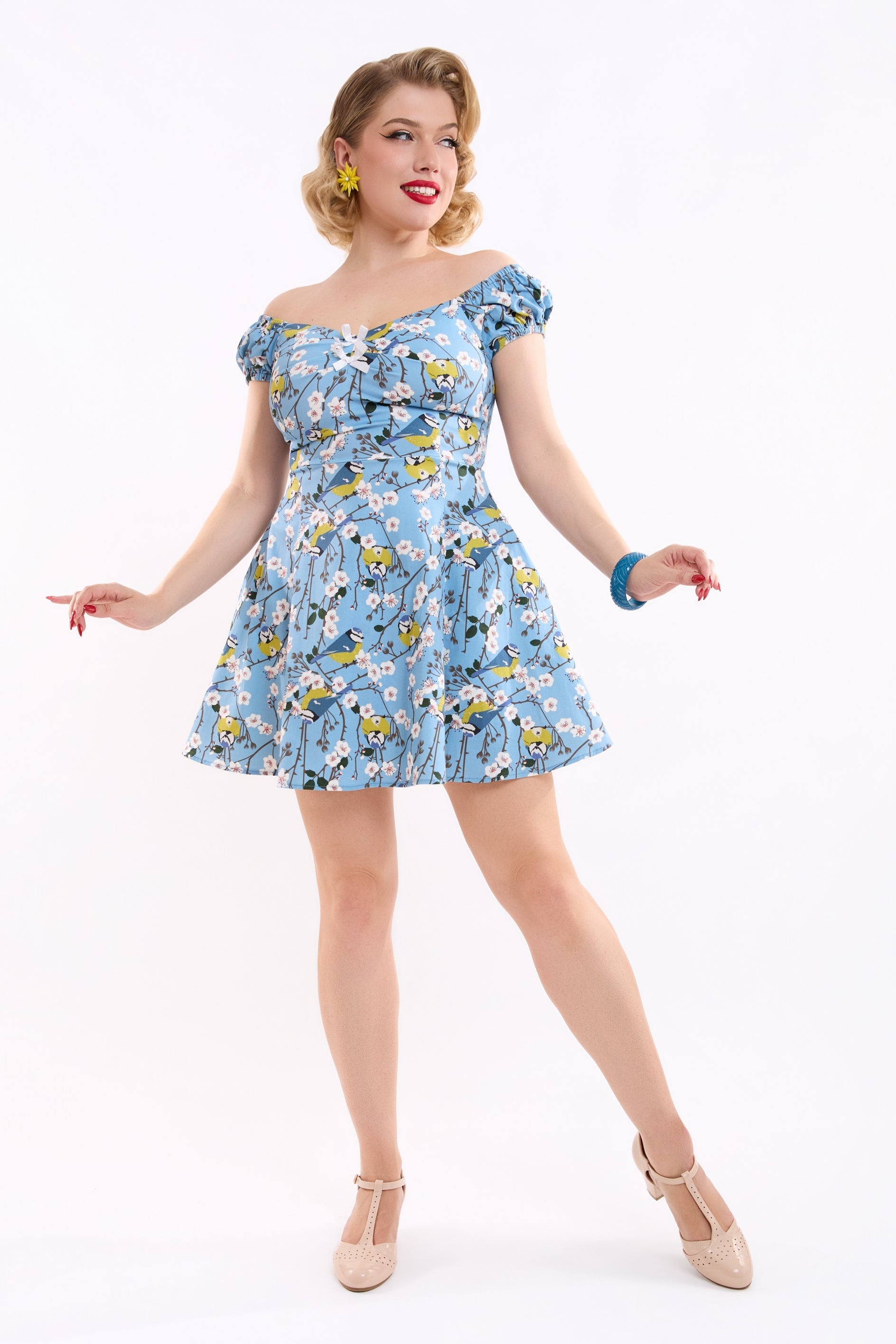 Dolores Blossom Birds Mini Dress