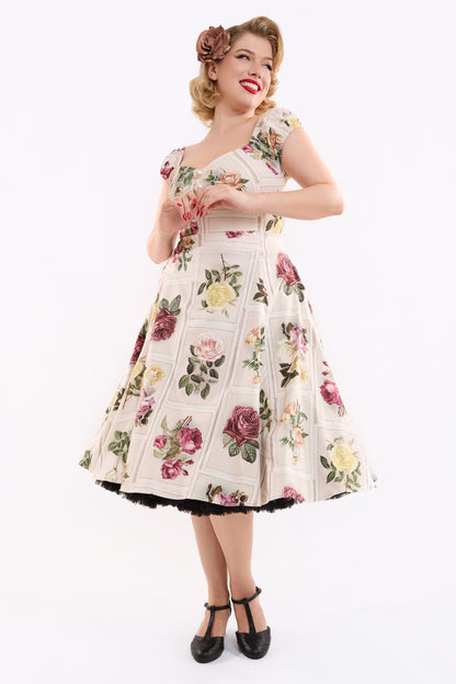 Dolores Framed Roses Swing Dress