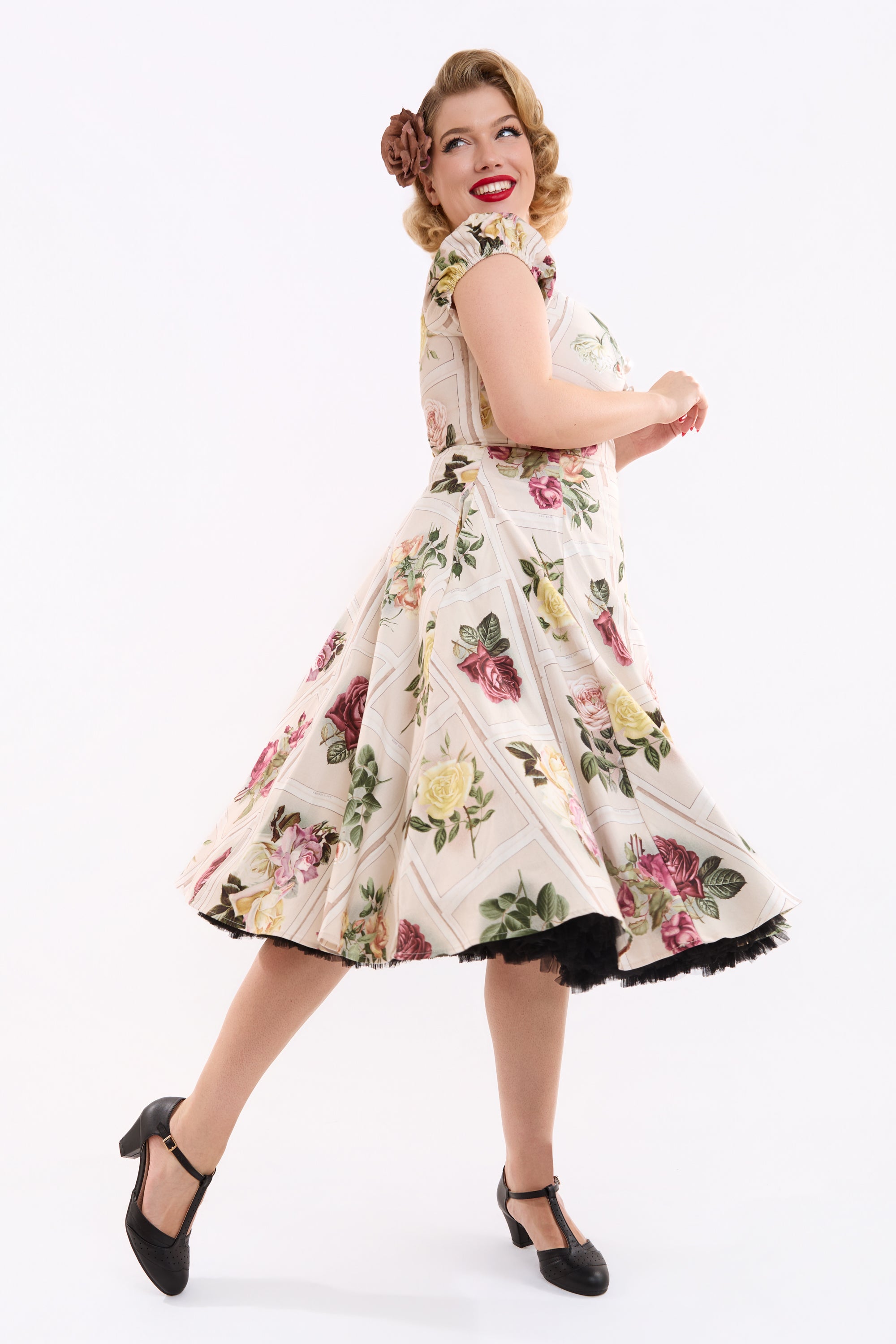 Dolores Framed Roses Swing Dress