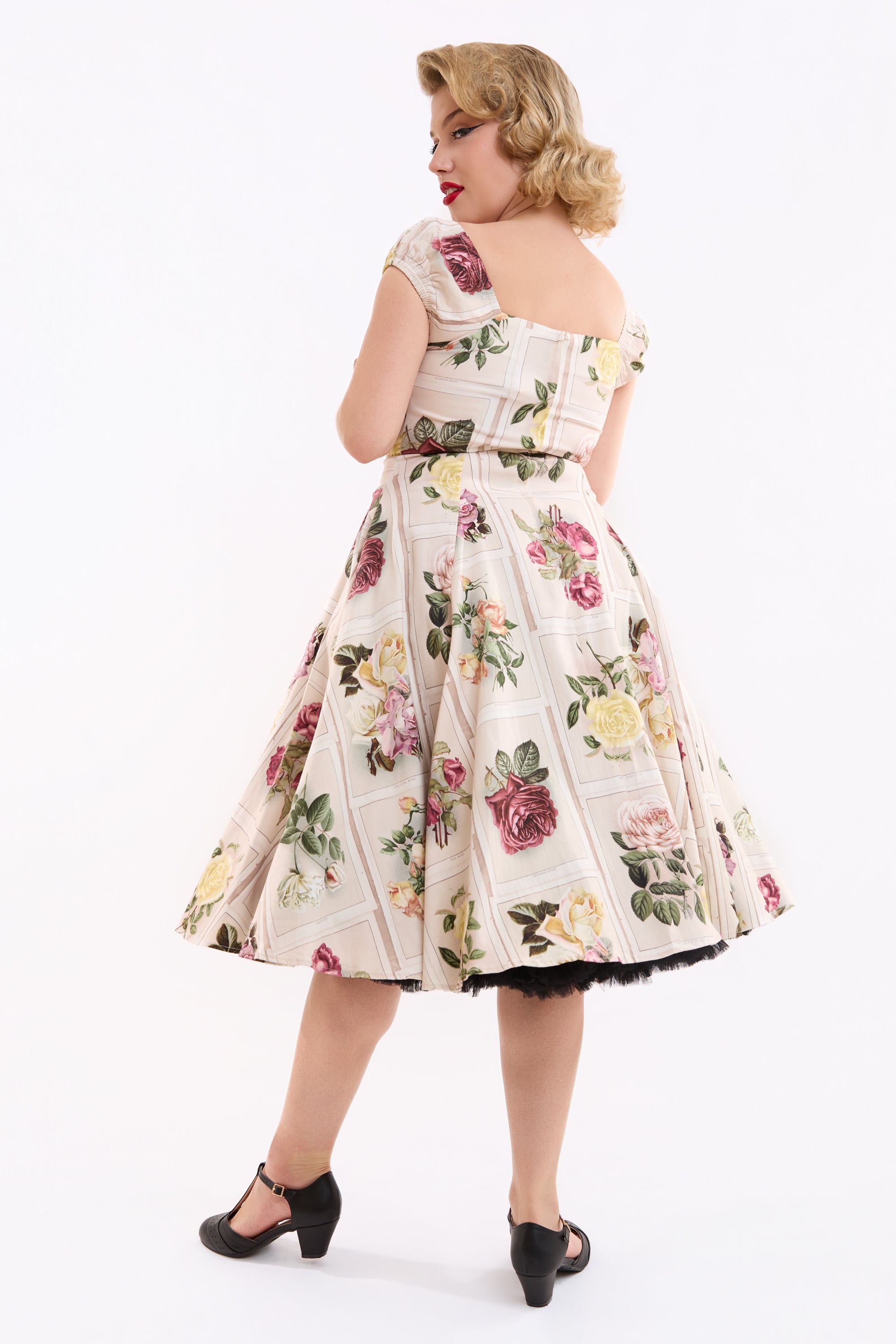 Dolores Framed Roses Swing Dress