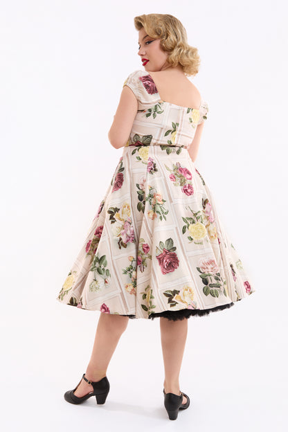 Dolores Framed Roses Swing Dress
