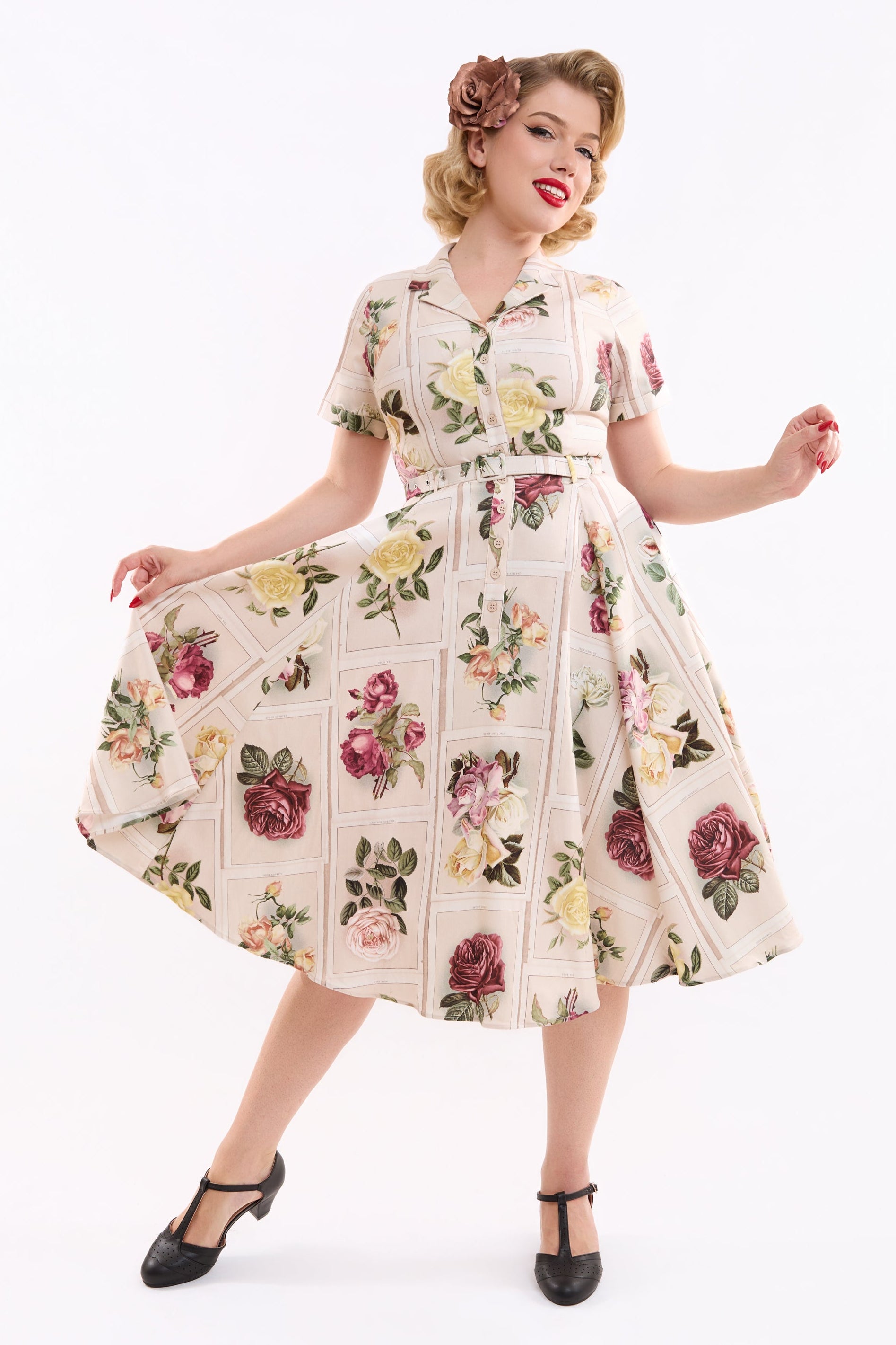 Caterina Framed Roses Swing Dress