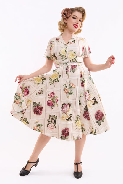 Caterina Framed Roses Swing Dress