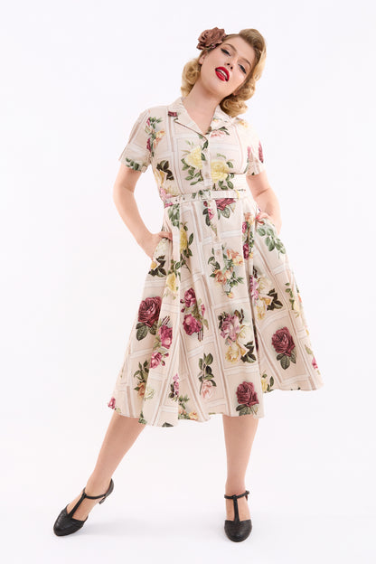 Caterina Framed Roses Swing Dress