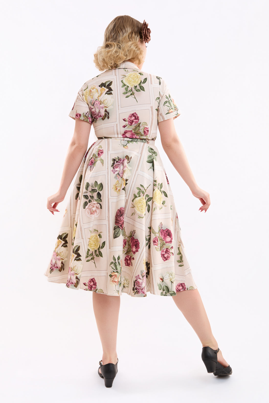 Caterina Framed Roses Swing Dress