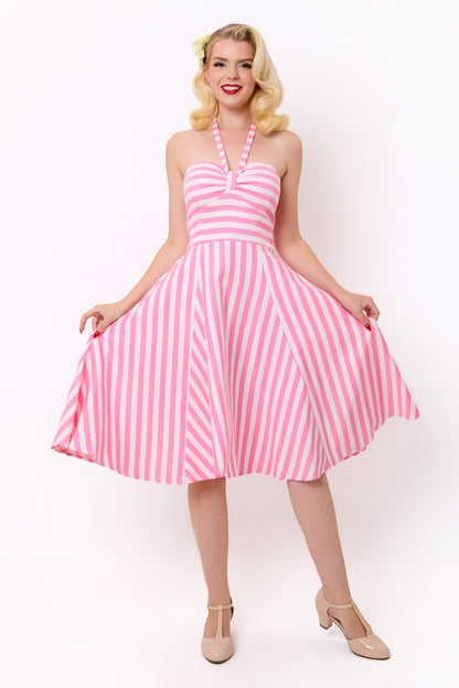 Sally Summer Pink Stripe Swing Dress