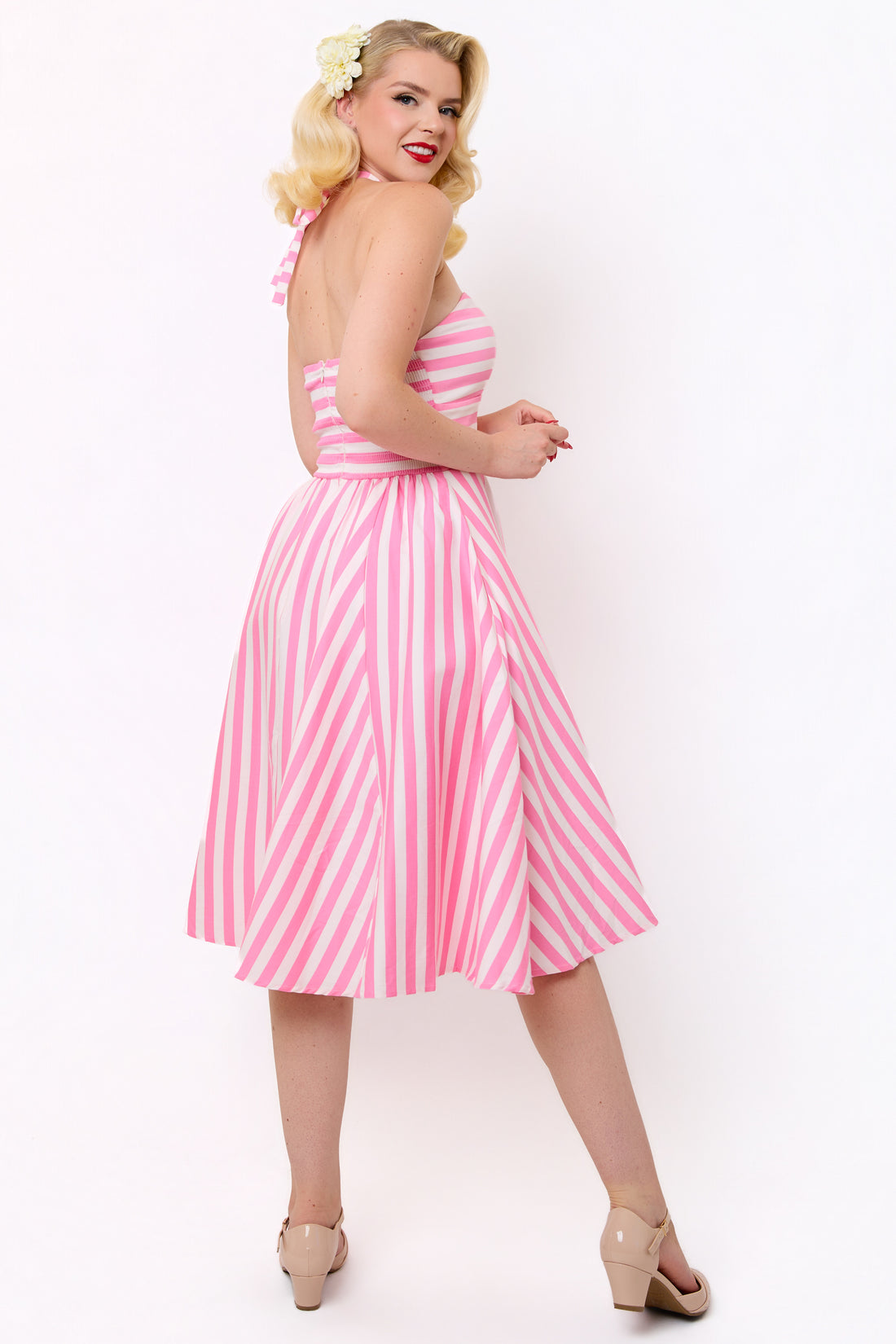 Sally Summer Pink Stripe Swing Dress
