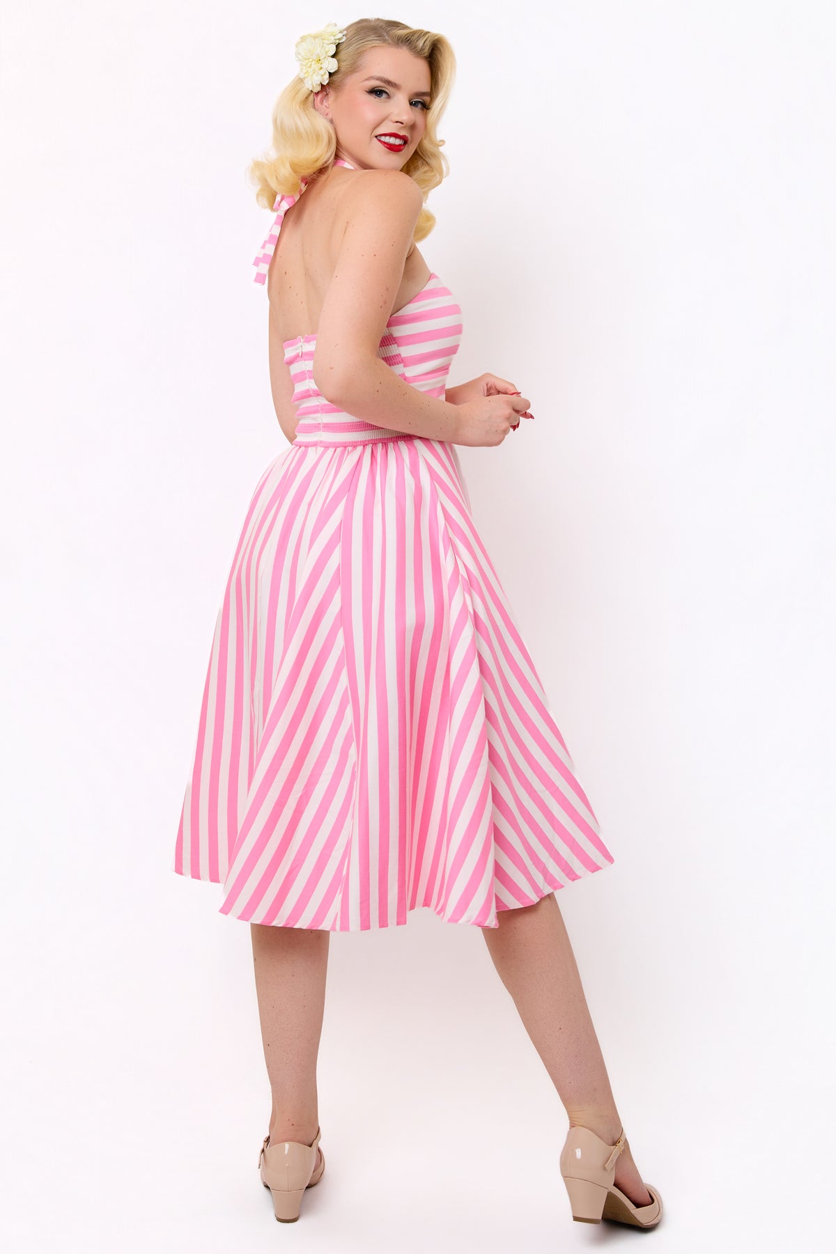 Sally Summer Pink Stripe Swing Dress