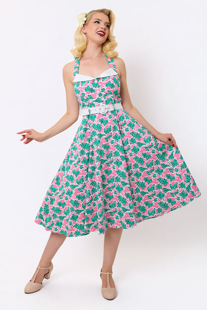 Wanda Palm Leaf Swing Dress