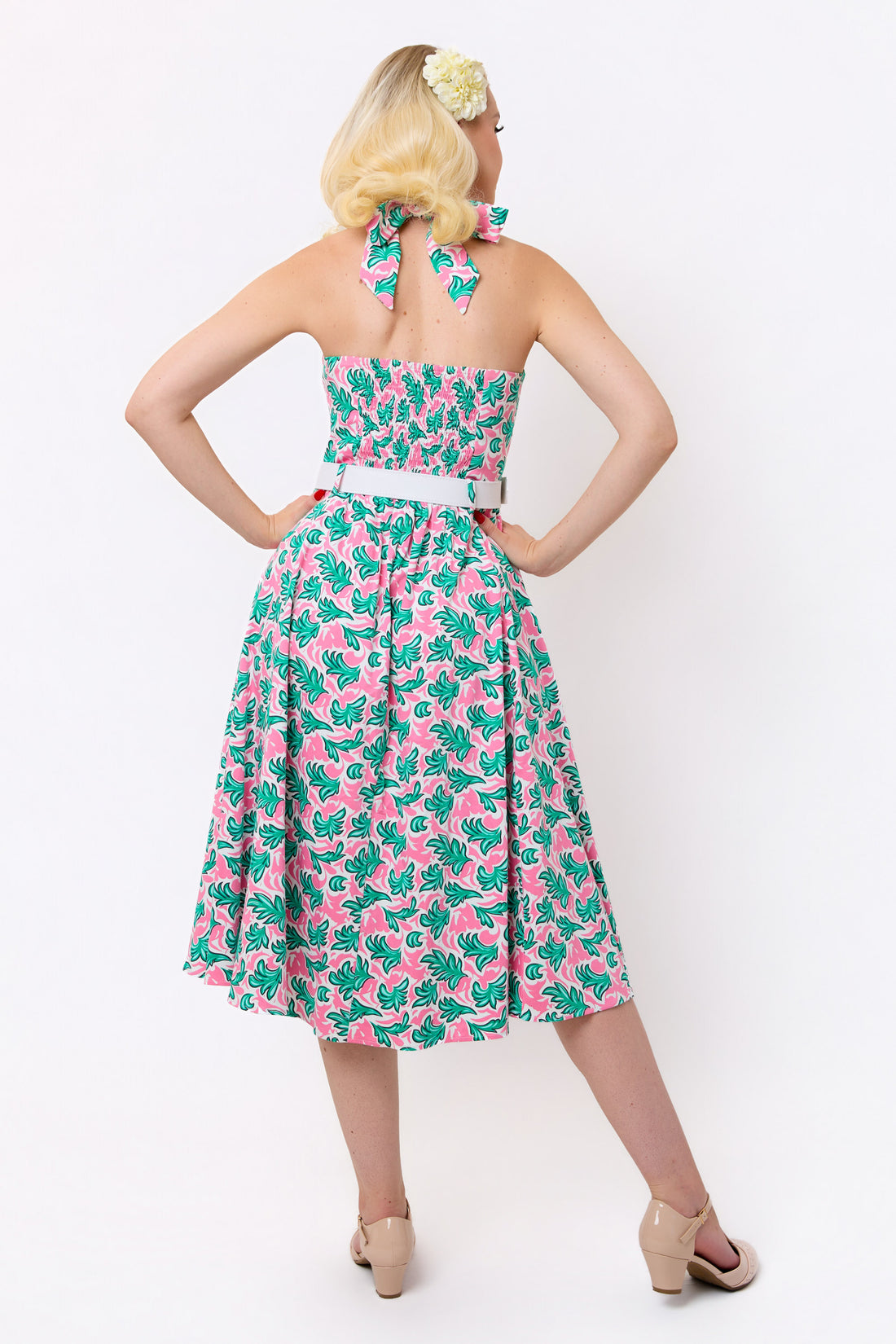 Wanda Palm Leaf Swing Dress