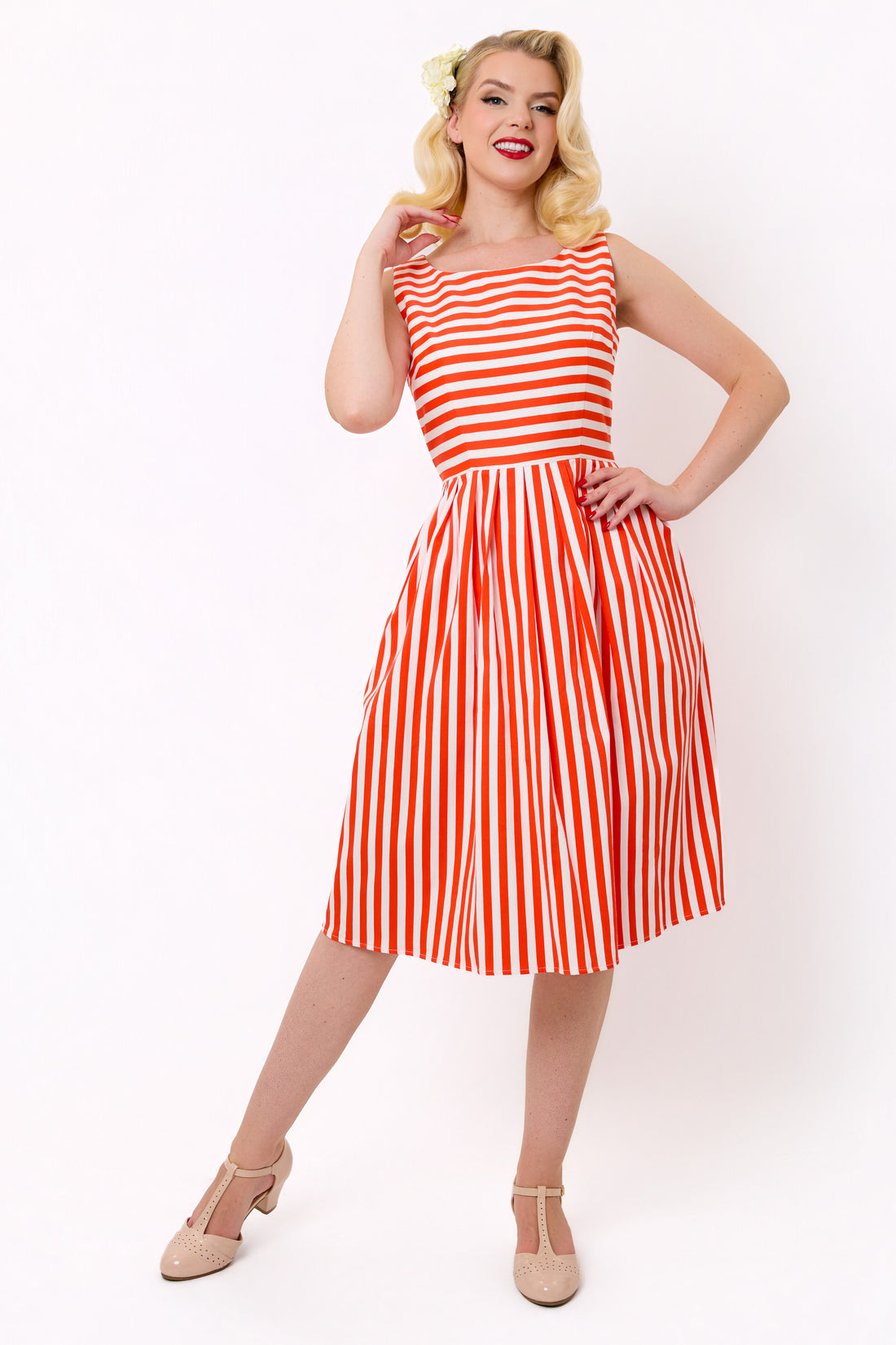 Candice Red Stripe Swing Dress
