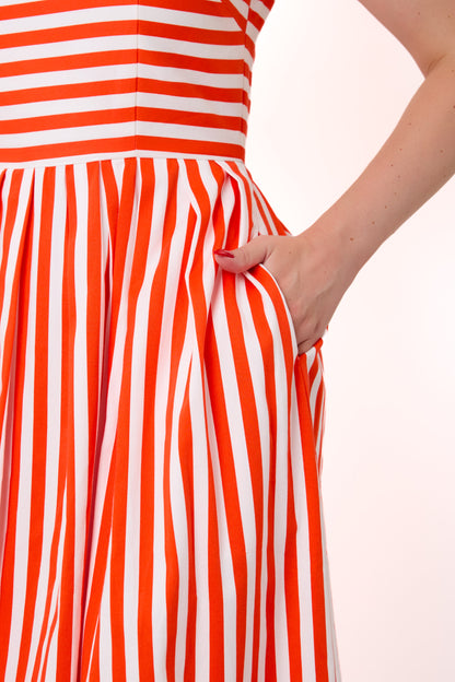 Candice Red Stripe Swing Dress