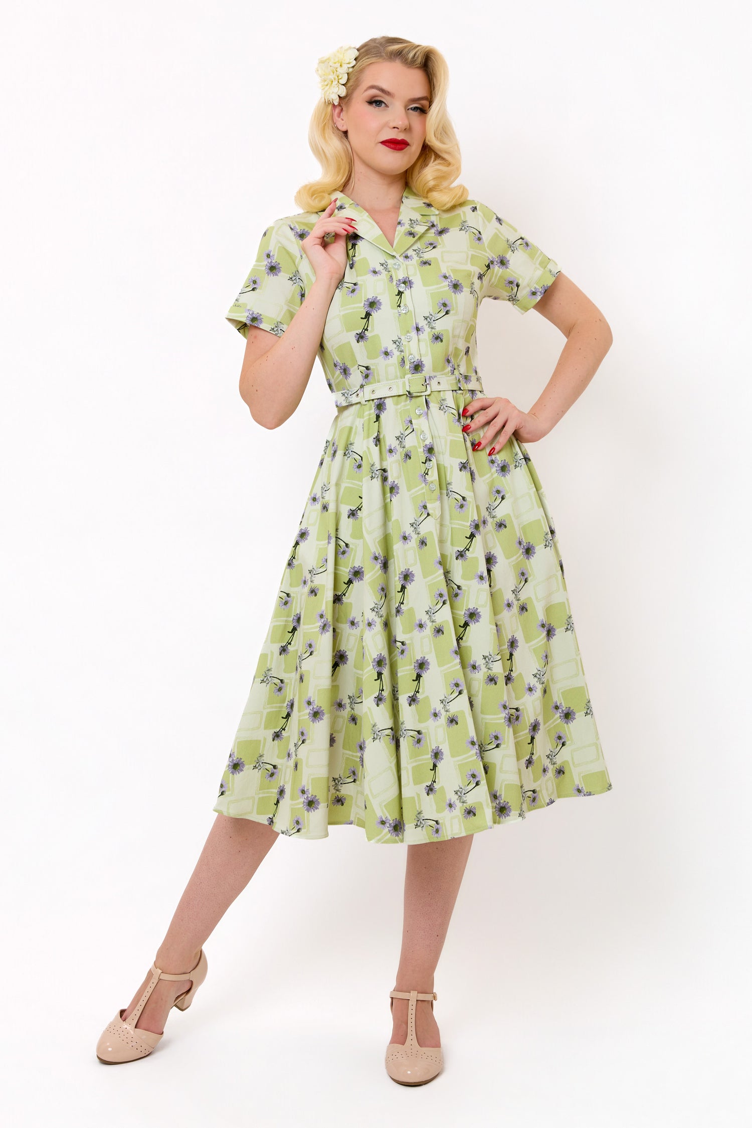 Caterina Lavender Lattice Swing Dress
