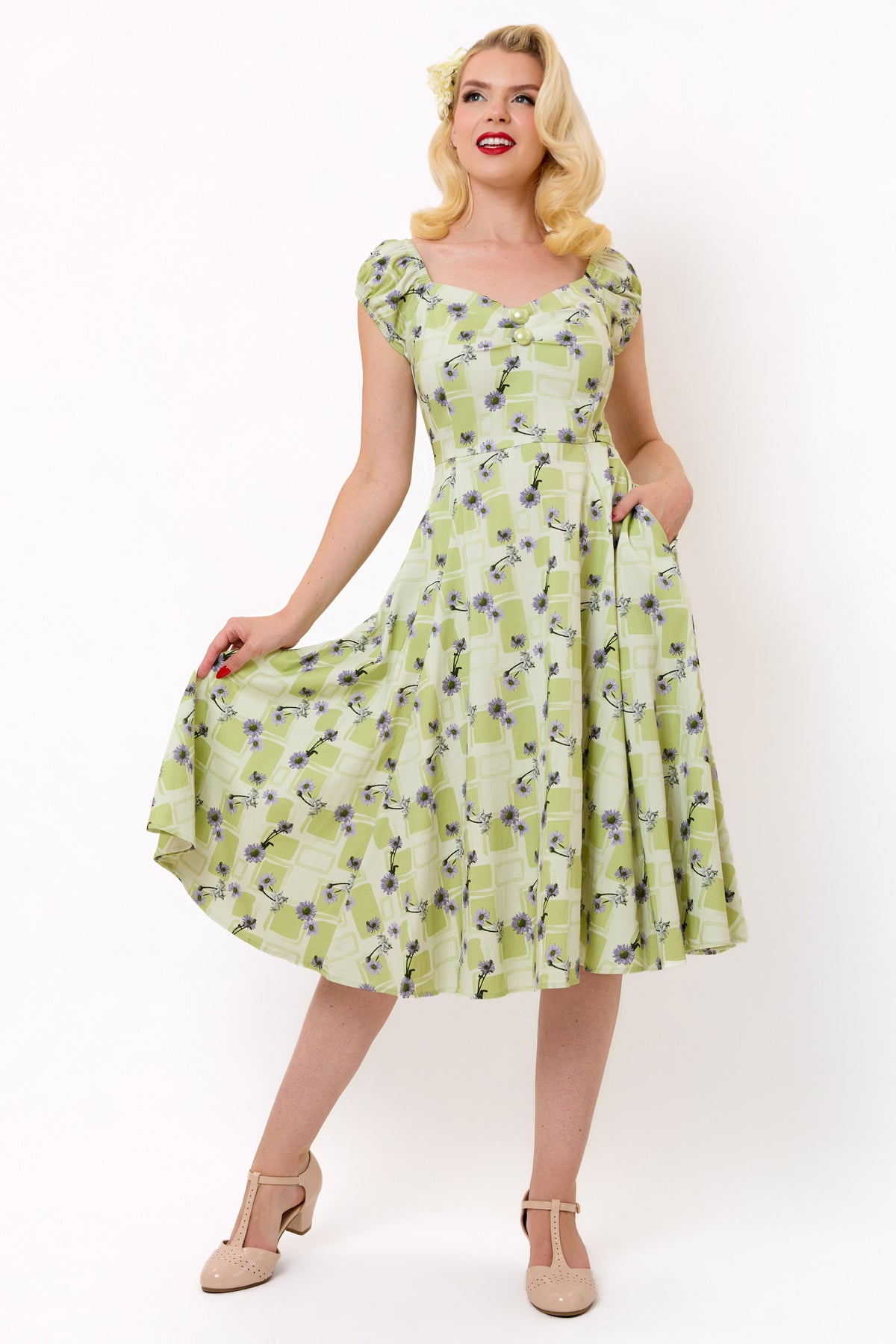 Dolores Lavender Lattice Swing Dress