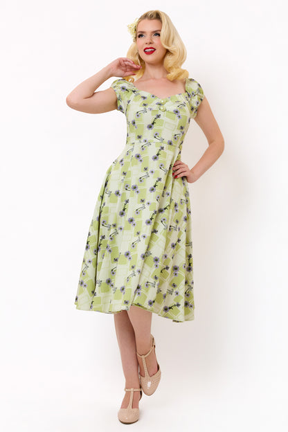 Dolores Lavender Lattice Swing Dress
