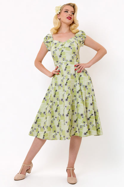 Dolores Lavender Lattice Swing Dress