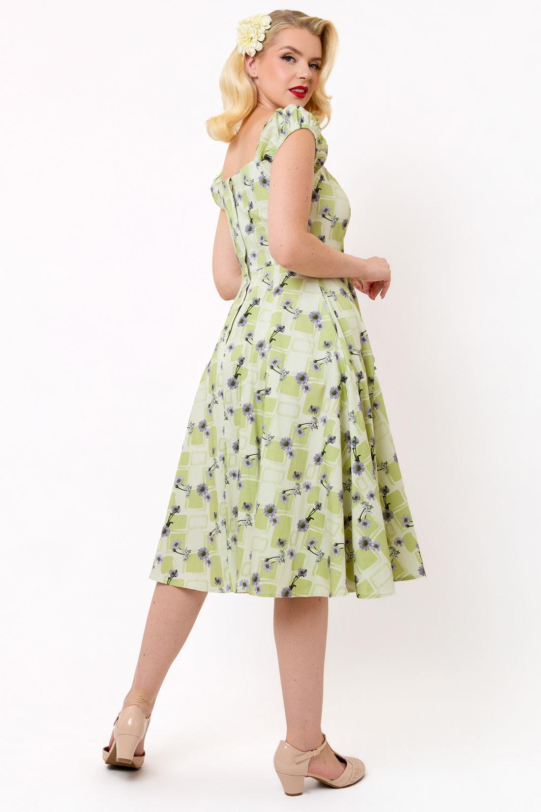 Dolores Lavender Lattice Swing Dress
