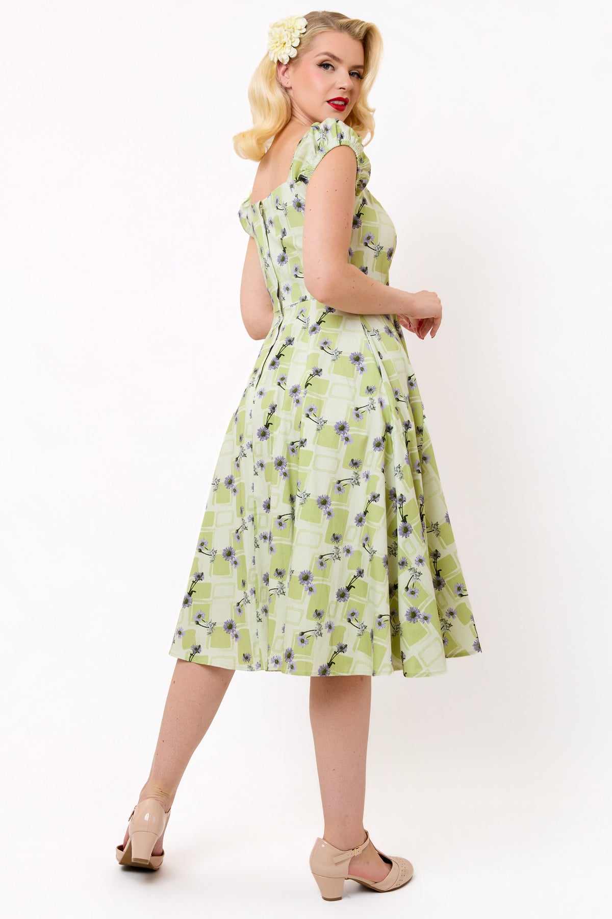 Dolores Lavender Lattice Swing Dress