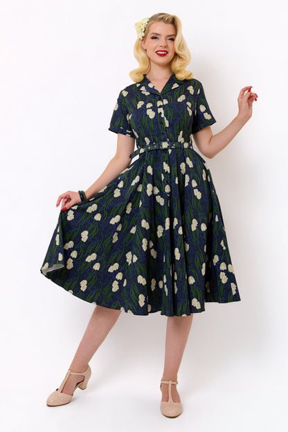 Caterina Moonlit Tulips Swing Dress