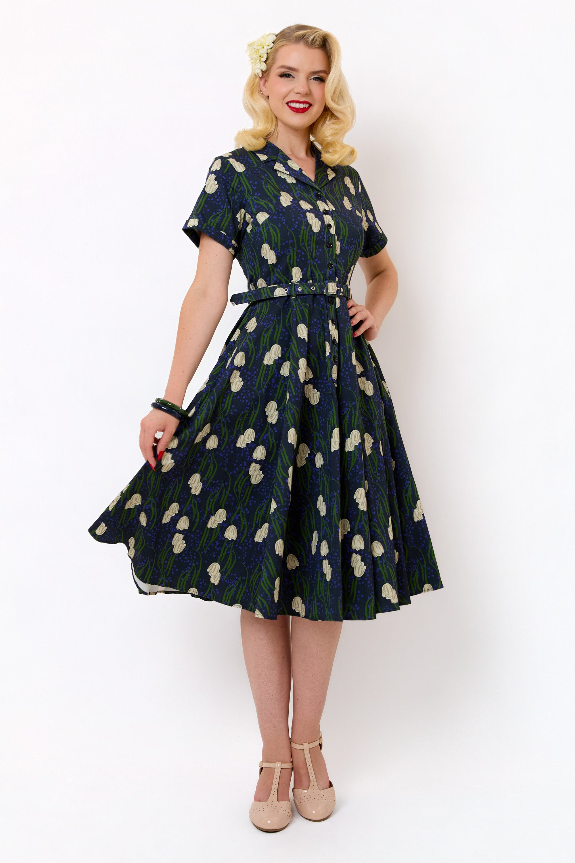 Caterina Moonlit Tulips Swing Dress