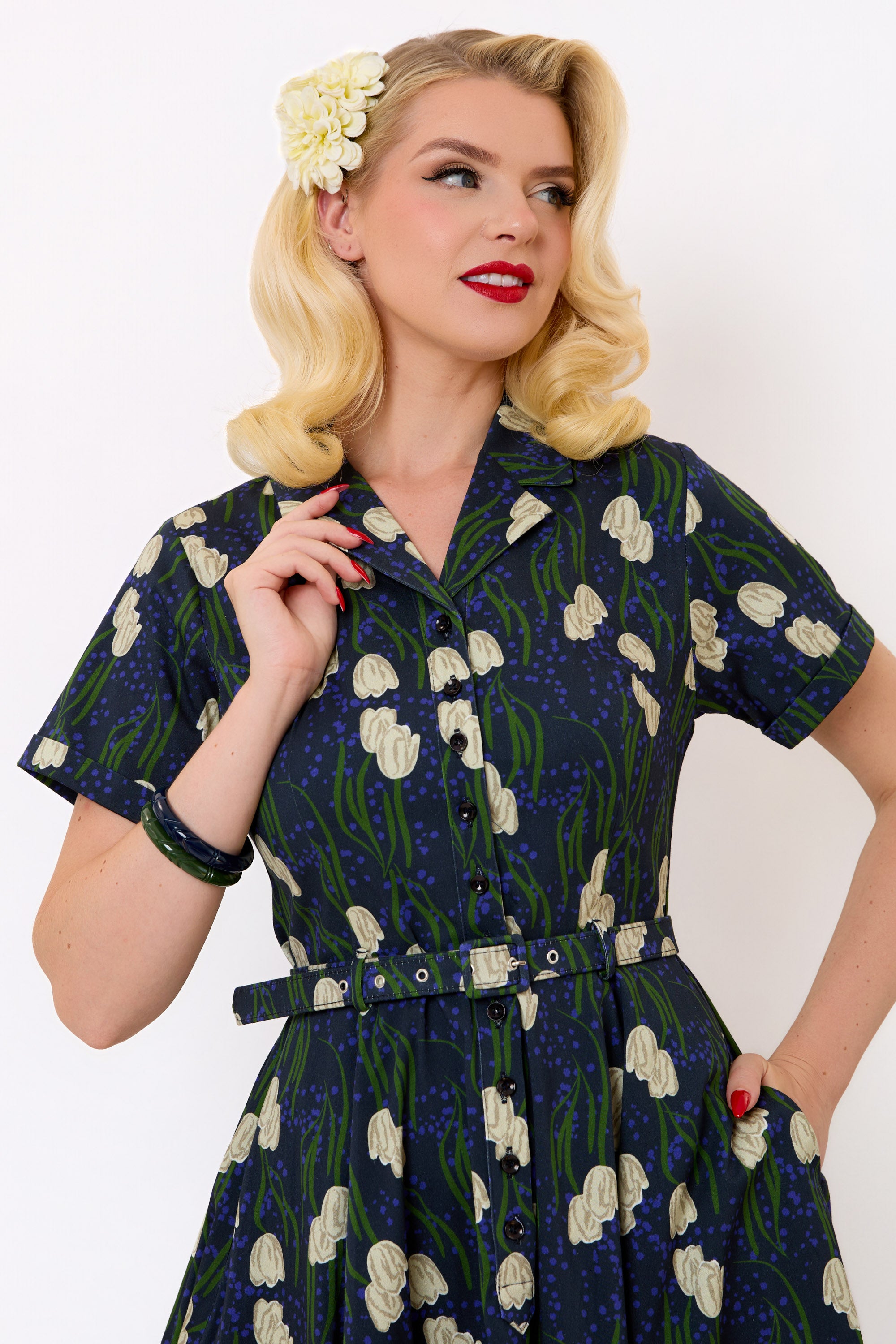 Caterina Moonlit Tulips Swing Dress
