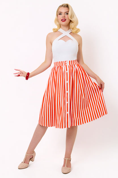 Marianna Red Stripe Swing Skirt