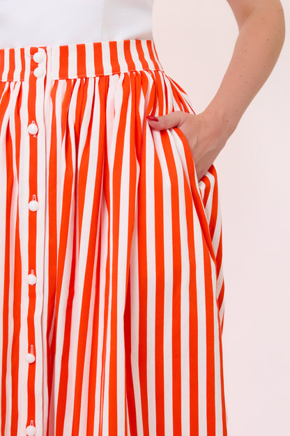 Marianna Red Stripe Swing Skirt