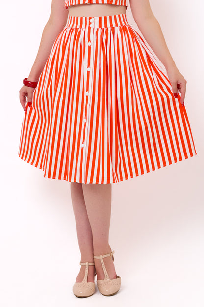 Marianna Red Stripe Swing Skirt