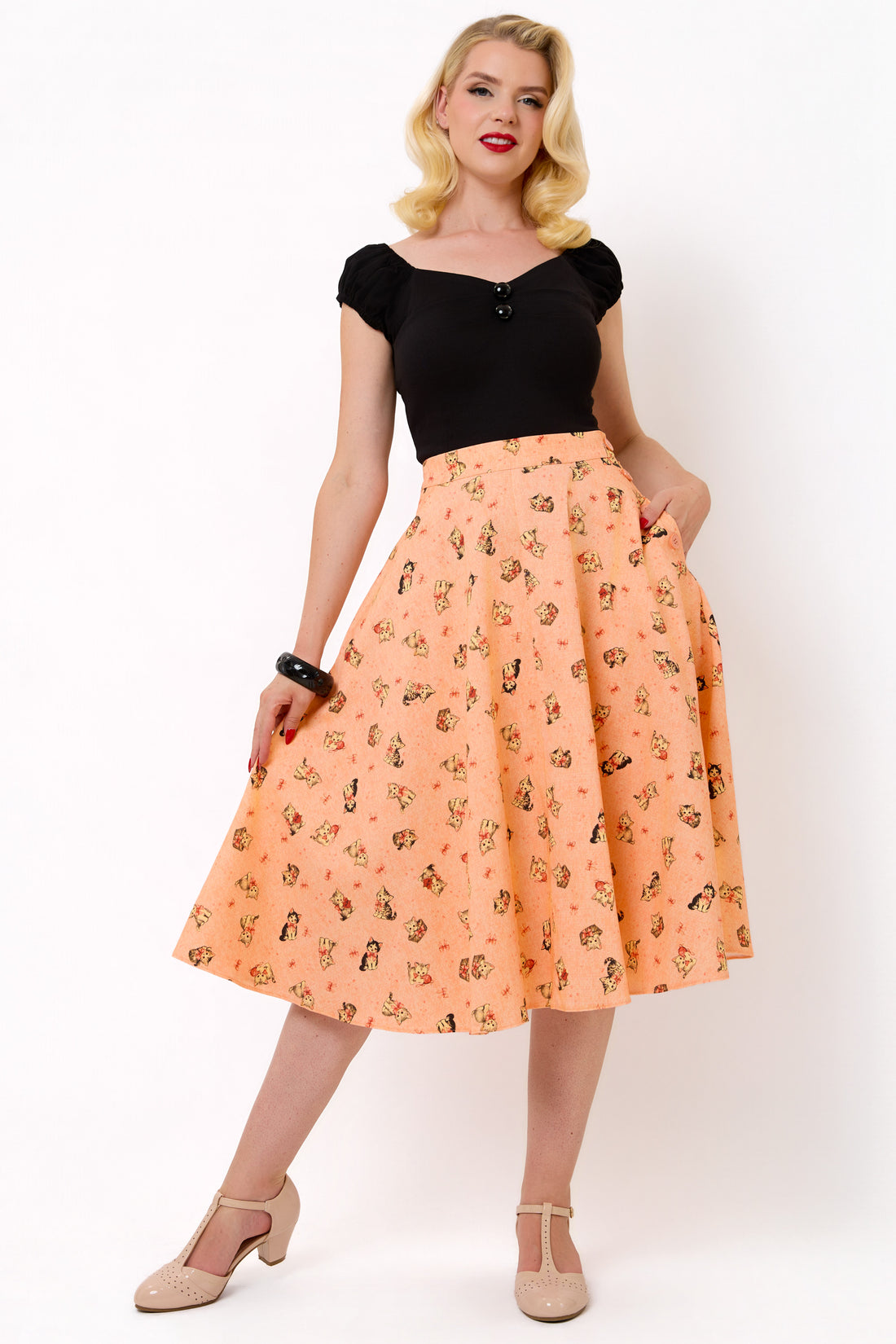 Florence Kitty Cat Side Button Skirt