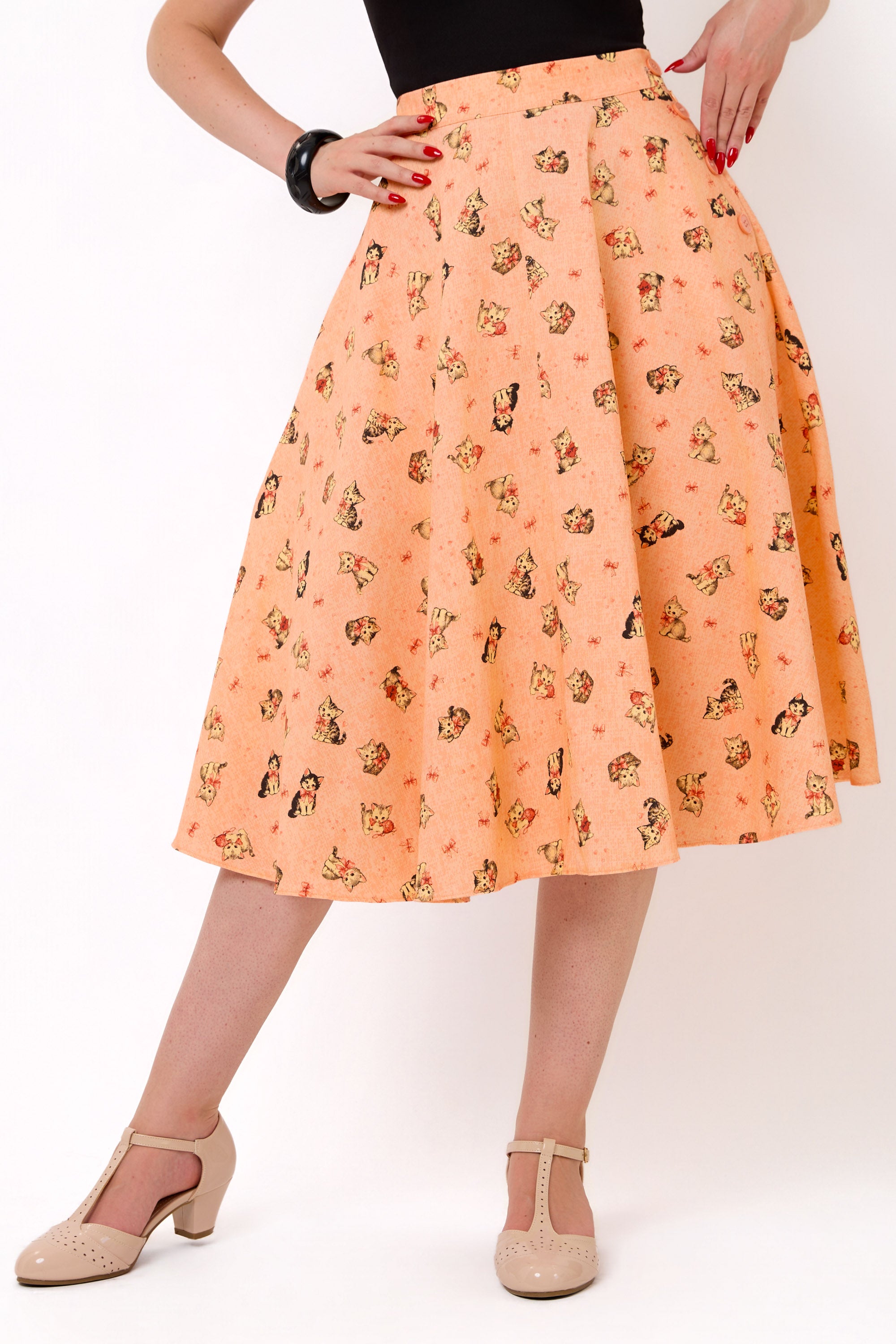 Florence Kitty Cat Side Button Skirt