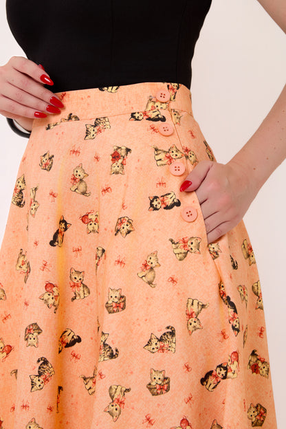 Florence Kitty Cat Side Button Skirt