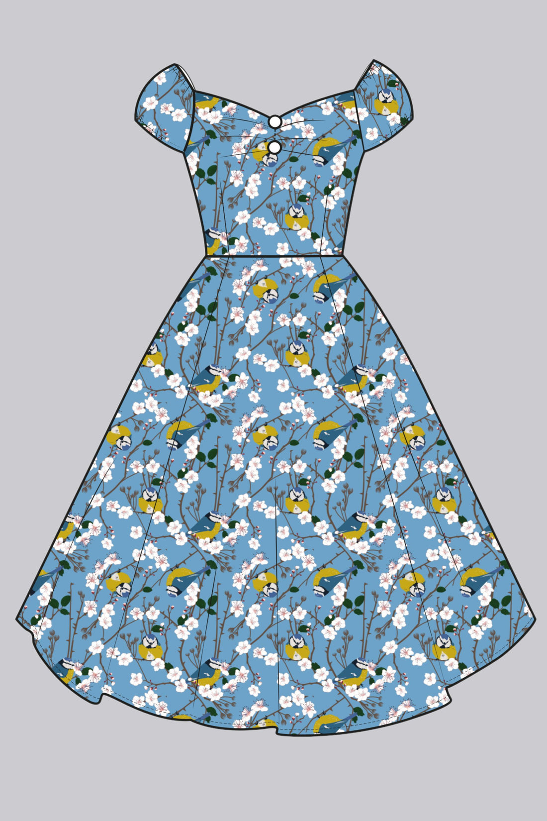 Dolores Blossom Birds Doll Dress